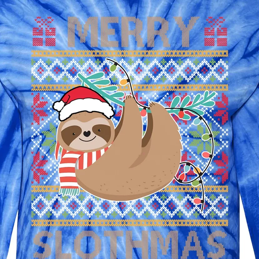 Merry Slothmas Ugly Christmas Merry Slothmas Slo Ho Ho Cool Gift Tie-Dye Long Sleeve Shirt