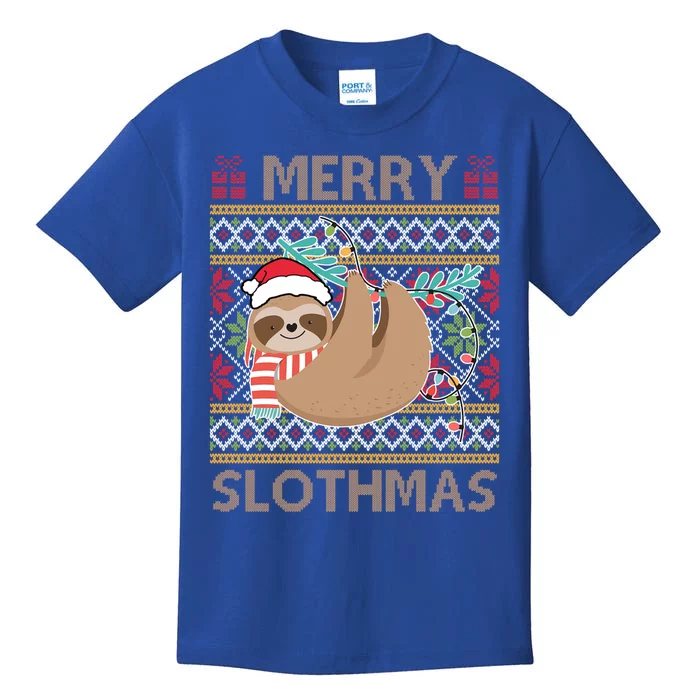 Merry Slothmas Ugly Christmas Merry Slothmas Slo Ho Ho Cool Gift Kids T-Shirt