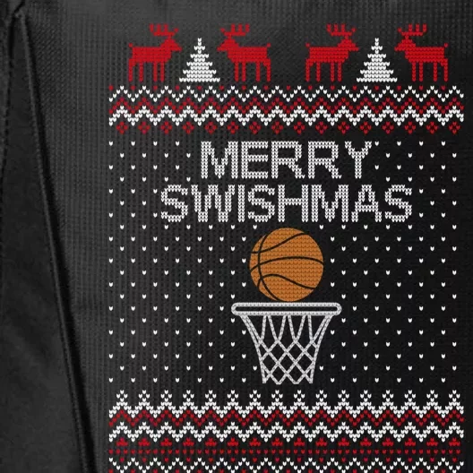 Merry Swishmas Ugly Christmas Funny Basketball Christmas City Backpack