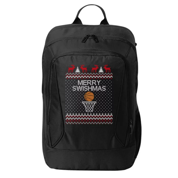 Merry Swishmas Ugly Christmas Funny Basketball Christmas City Backpack