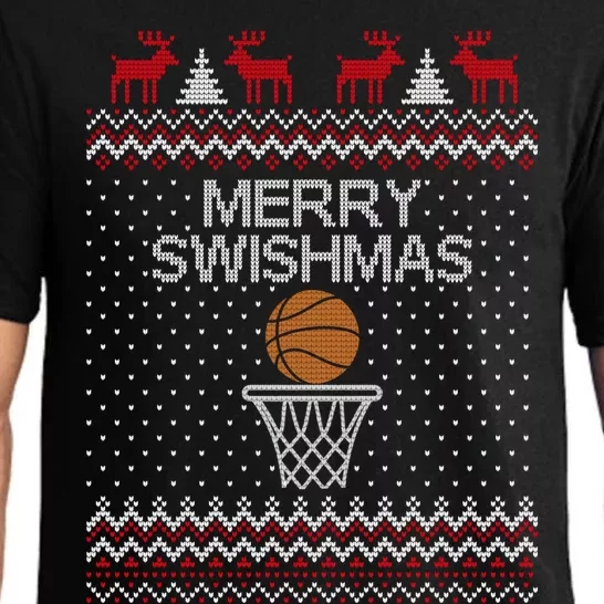 Merry Swishmas Ugly Christmas Funny Basketball Christmas Pajama Set