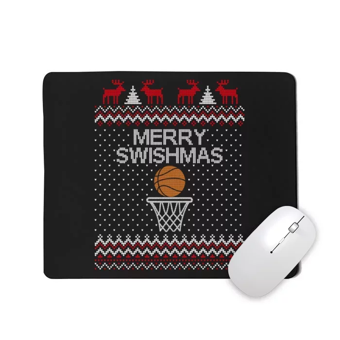 Merry Swishmas Ugly Christmas Funny Basketball Christmas Mousepad