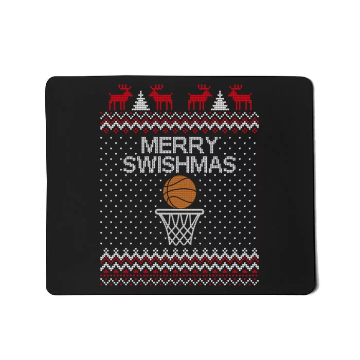 Merry Swishmas Ugly Christmas Funny Basketball Christmas Mousepad