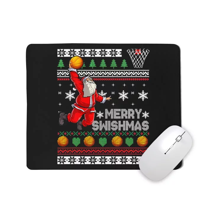 Merry Swishmas Ugly Christmas Basketball Christmas Mousepad