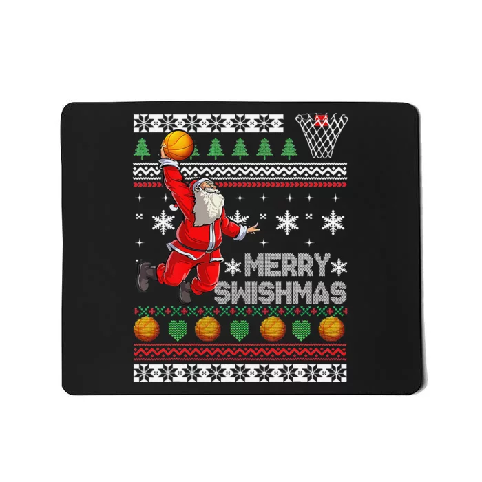 Merry Swishmas Ugly Christmas Basketball Christmas Mousepad