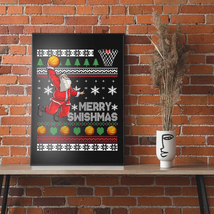 Merry Swishmas Ugly Christmas Basketball Christmas Poster