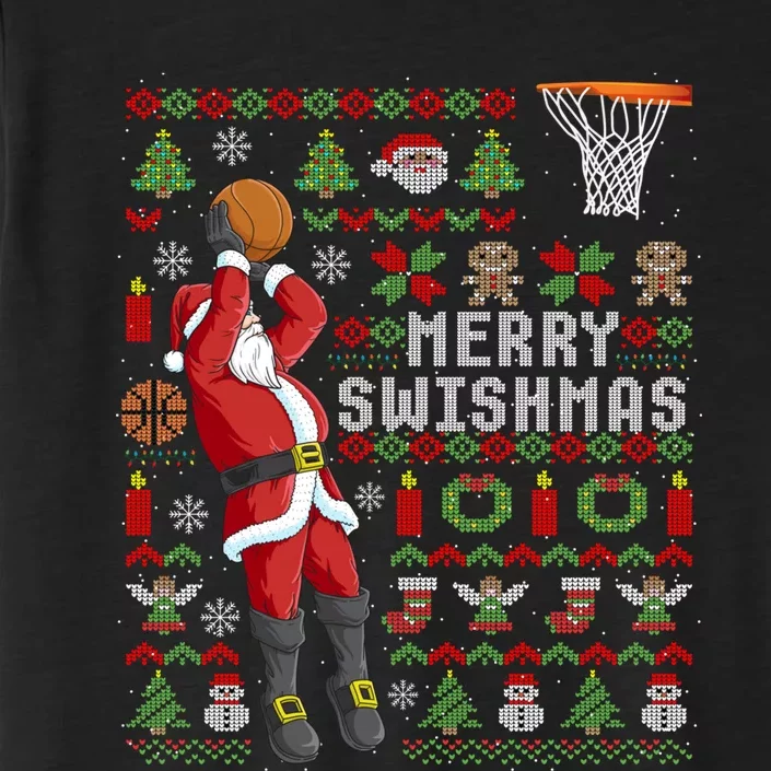 Merry Swishmas Ugly Christmas Basketball Christmas ChromaSoft Performance T-Shirt