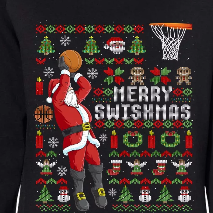 Merry Swishmas Ugly Christmas Basketball Christmas Womens California Wash Sweatshirt