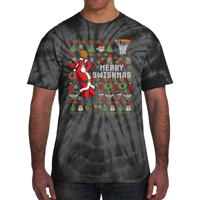 Merry Swishmas Ugly Christmas Basketball Christmas Tie-Dye T-Shirt