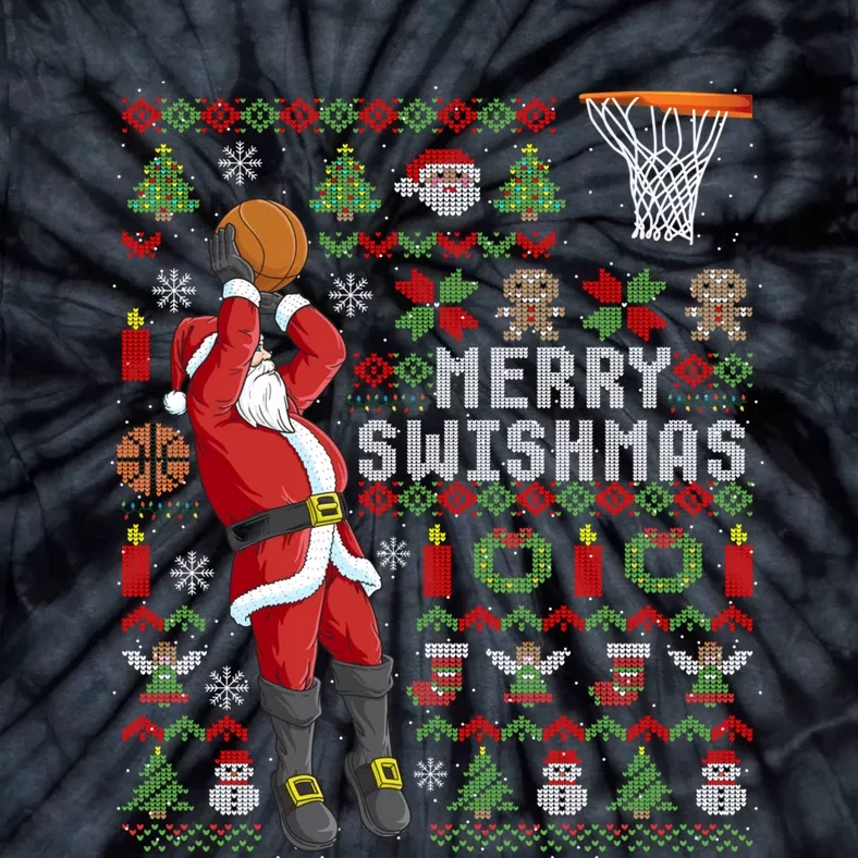 Merry Swishmas Ugly Christmas Basketball Christmas Tie-Dye T-Shirt