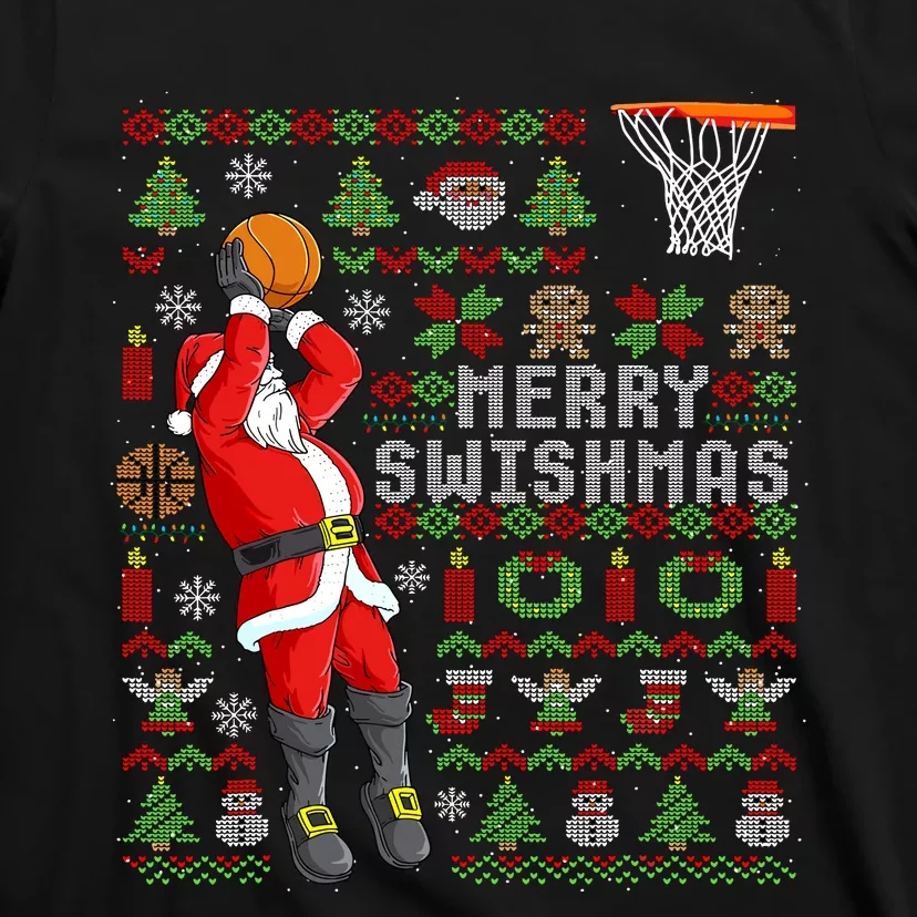 Merry Swishmas Ugly Christmas Basketball Christmas T-Shirt