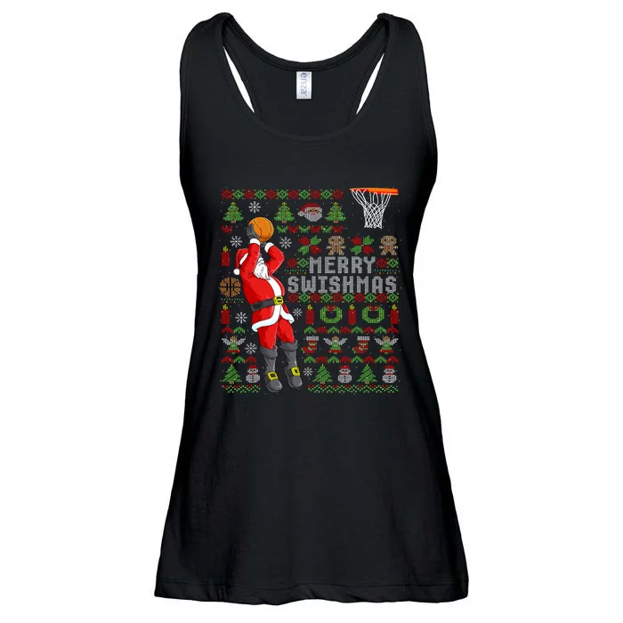 Merry Swishmas Ugly Christmas Basketball Christmas Ladies Essential Flowy Tank