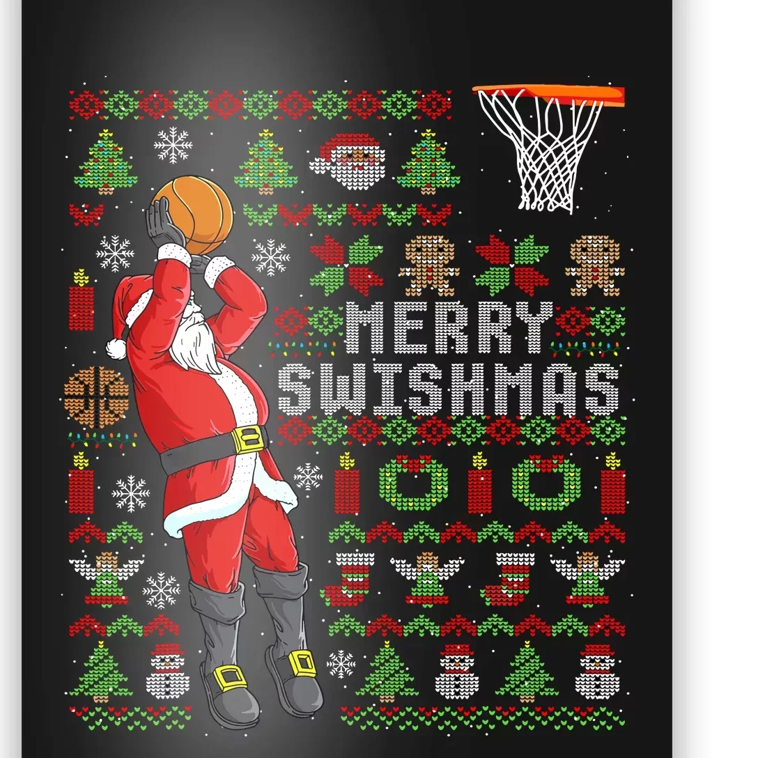 Merry Swishmas Ugly Christmas Basketball Christmas Poster