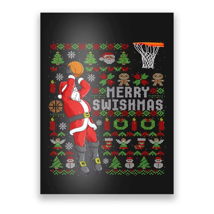 Merry Swishmas Ugly Christmas Basketball Christmas Poster