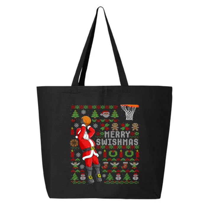 Merry Swishmas Ugly Christmas Basketball Christmas 25L Jumbo Tote