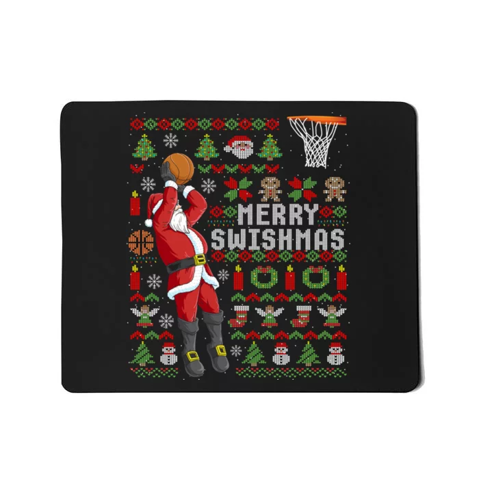 Merry Swishmas Ugly Christmas Basketball Christmas Mousepad