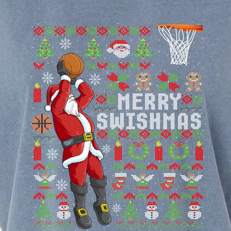 Merry Swishmas Ugly Christmas Basketball Christmas Garment-Dyed Women's Muscle Tee