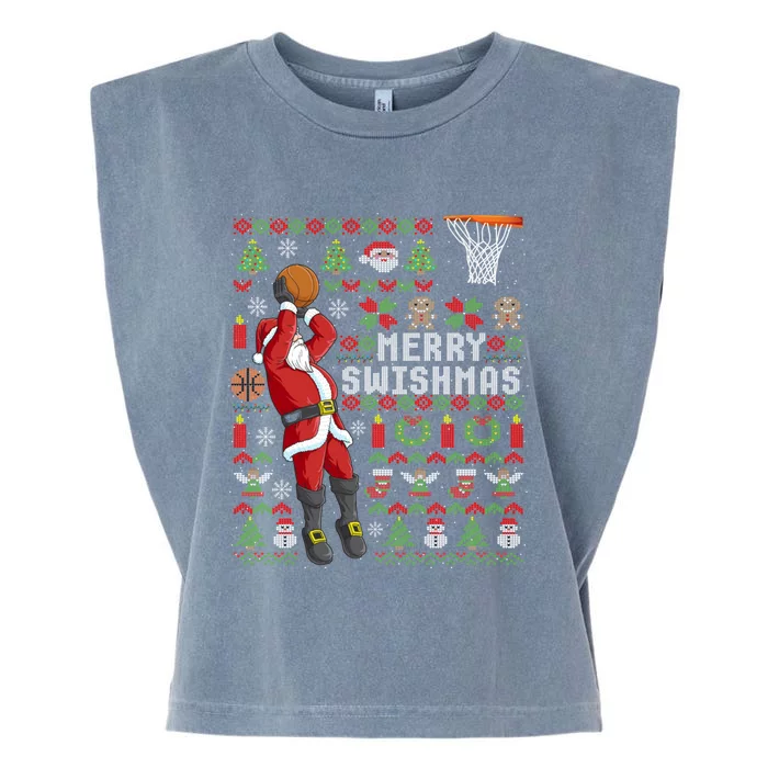 Merry Swishmas Ugly Christmas Basketball Christmas Garment-Dyed Women's Muscle Tee