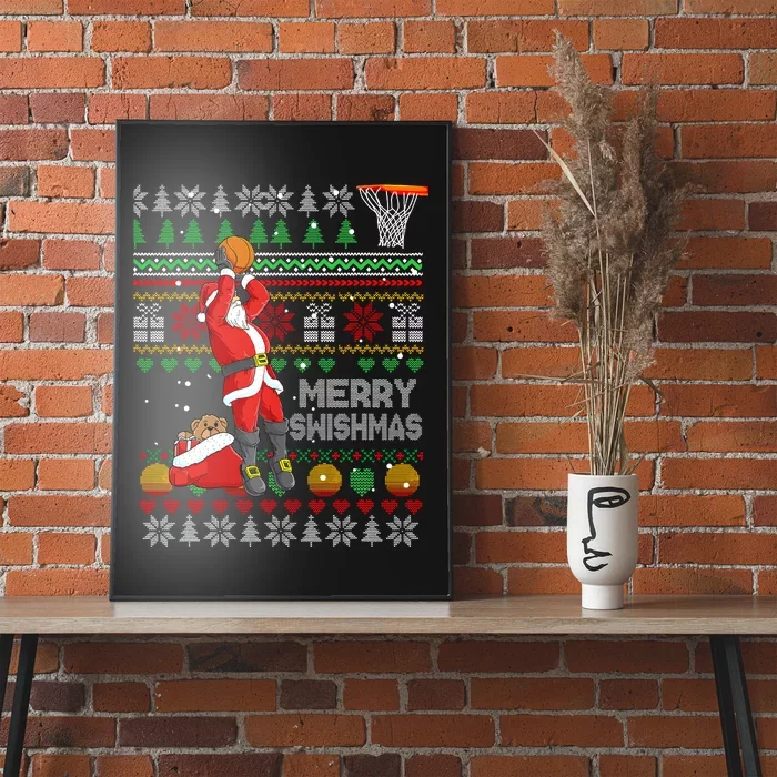 Merry Swishmas Ugly Christmas Basketball Christmas Poster