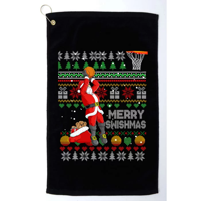 Merry Swishmas Ugly Christmas Basketball Christmas Platinum Collection Golf Towel