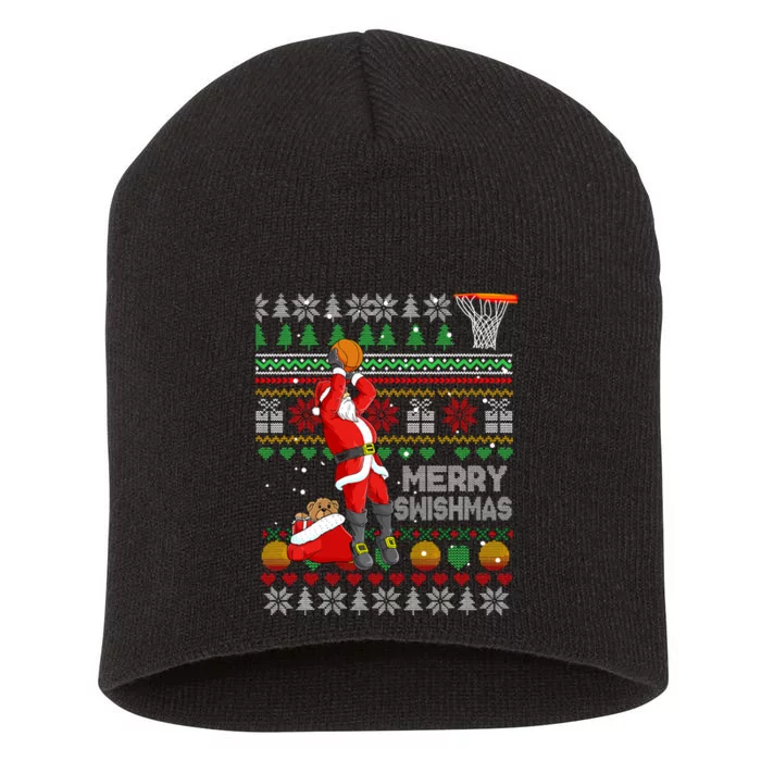 Merry Swishmas Ugly Christmas Basketball Christmas Short Acrylic Beanie