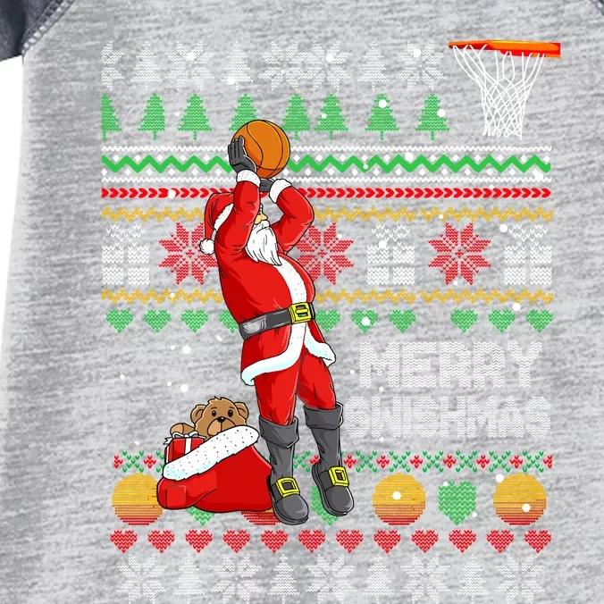 Merry Swishmas Ugly Christmas Basketball Christmas Infant Baby Jersey Bodysuit