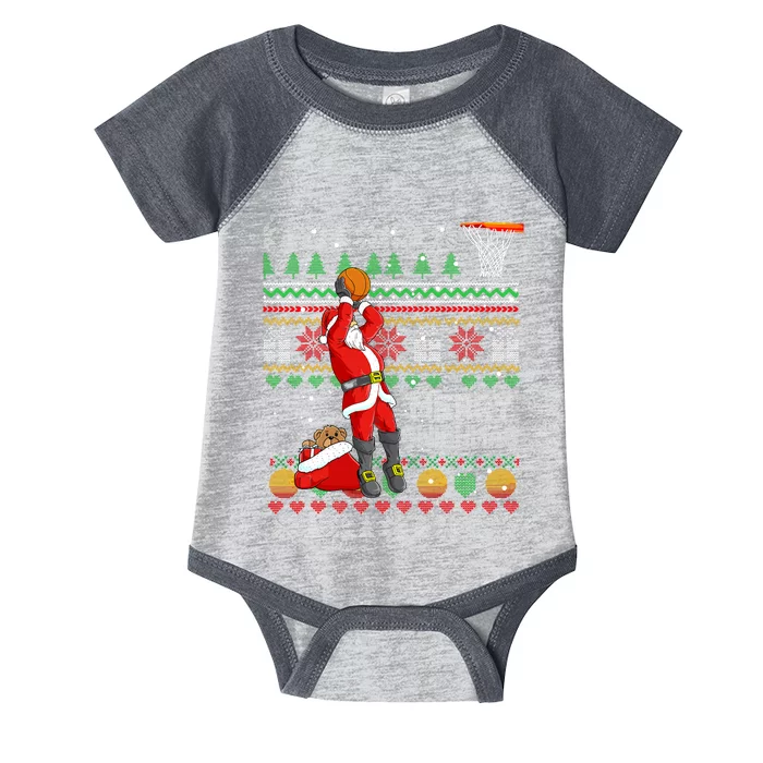 Merry Swishmas Ugly Christmas Basketball Christmas Infant Baby Jersey Bodysuit