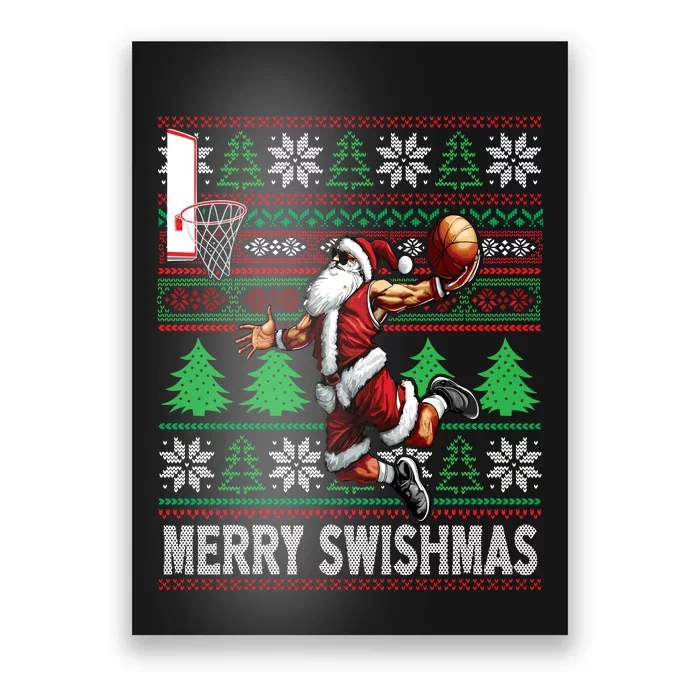 Merry Swishmas Ugly Christmas Basketball Christmas Poster