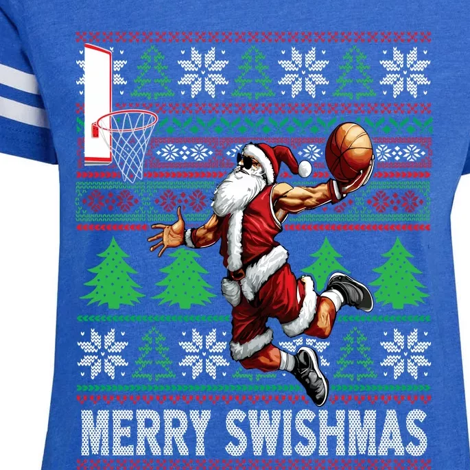 Merry Swishmas Ugly Christmas Basketball Christmas Enza Ladies Jersey Football T-Shirt