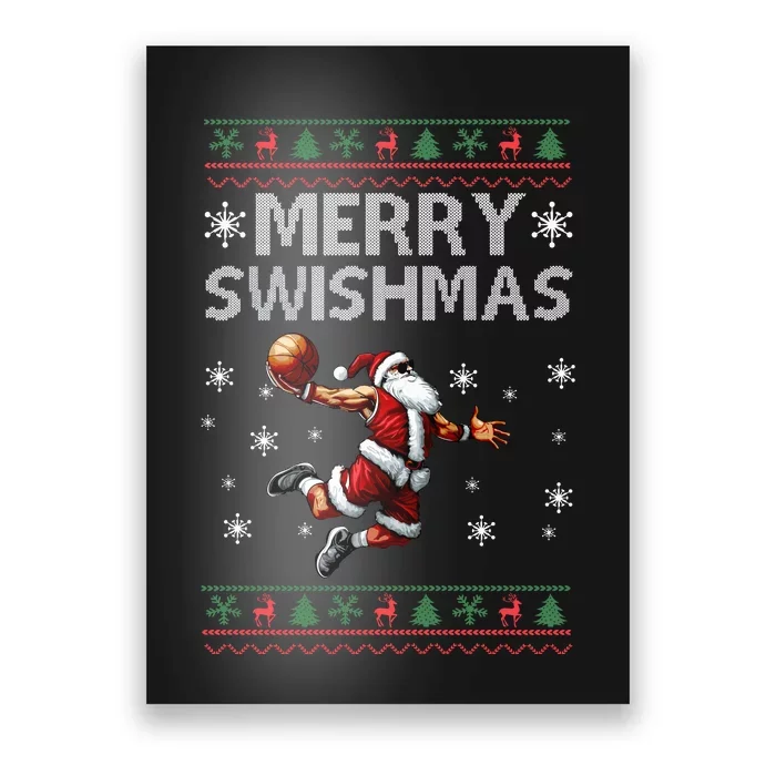 Merry Swishmas Ugly Christmas Basketball Christmas Poster