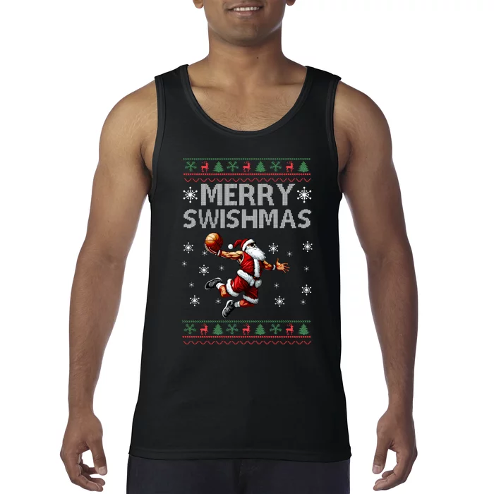 Merry Swishmas Ugly Christmas Basketball Christmas Tank Top