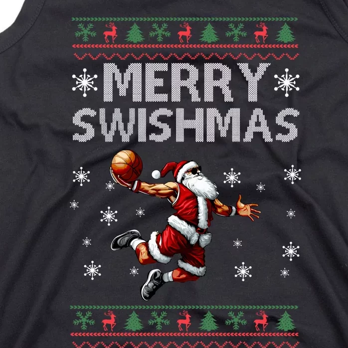 Merry Swishmas Ugly Christmas Basketball Christmas Tank Top