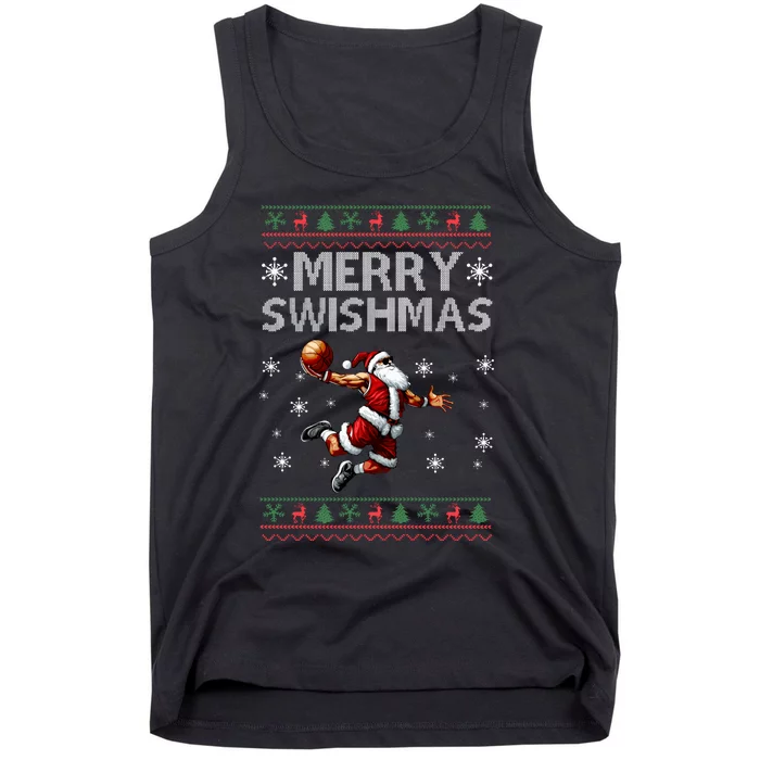 Merry Swishmas Ugly Christmas Basketball Christmas Tank Top