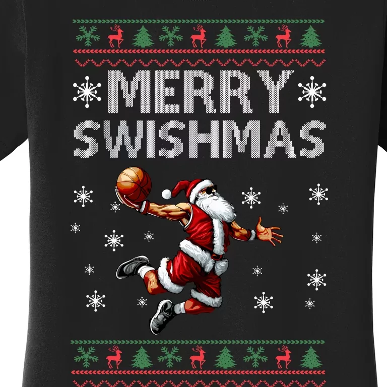 Merry Swishmas Ugly Christmas Basketball Christmas Women's T-Shirt