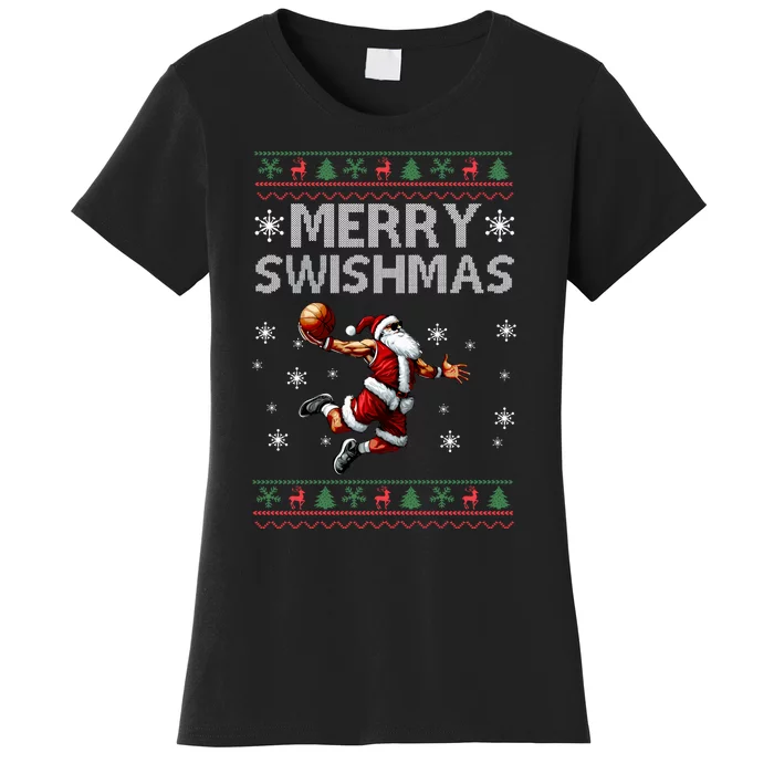 Merry Swishmas Ugly Christmas Basketball Christmas Women's T-Shirt