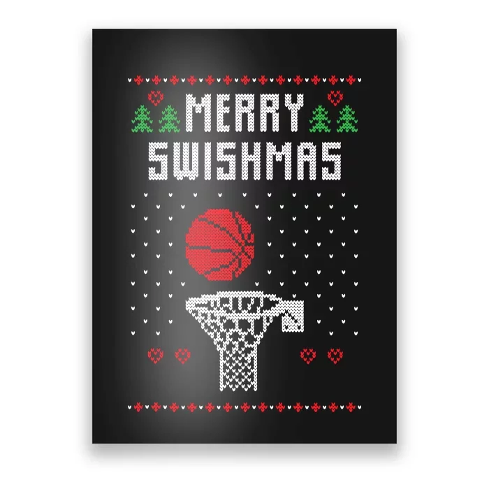 Merry Swishmas Ugly Christmas Basketball Christmas Poster