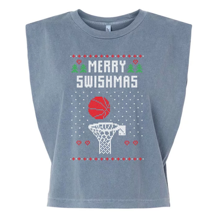 Merry Swishmas Ugly Christmas Basketball Christmas Garment-Dyed Women's Muscle Tee