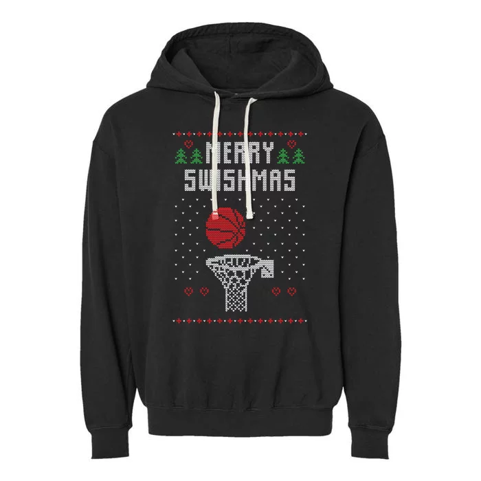 Merry Swishmas Ugly Christmas Garment-Dyed Fleece Hoodie