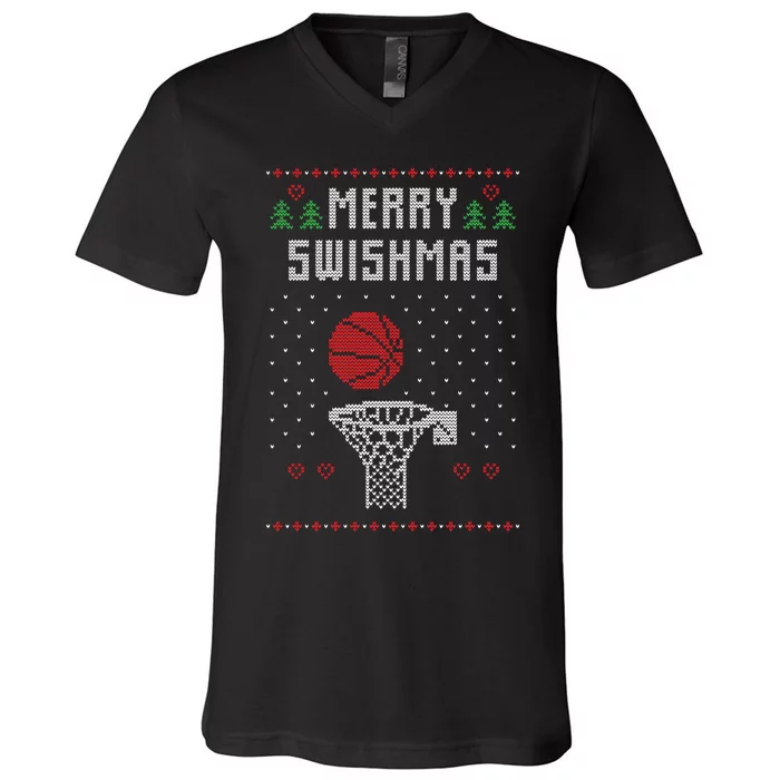 Merry Swishmas Ugly Christmas V-Neck T-Shirt