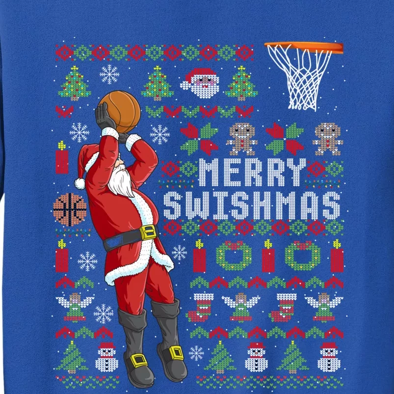 Merry Swishmas Ugly Christmas Basketball Christmas Funny Gift Tall Sweatshirt