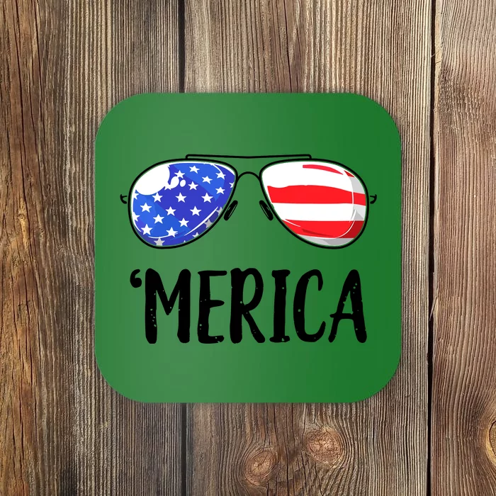 Merica Sunglasses & US Stars & Stripes Flag Coaster