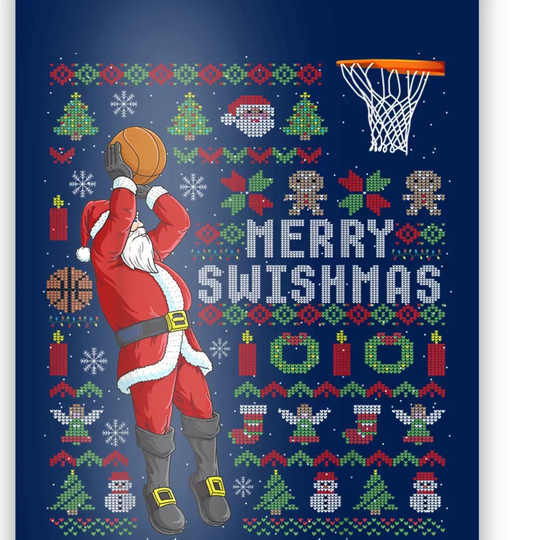 Merry Swishmas Ugly Christmas Basketball Christmas Poster