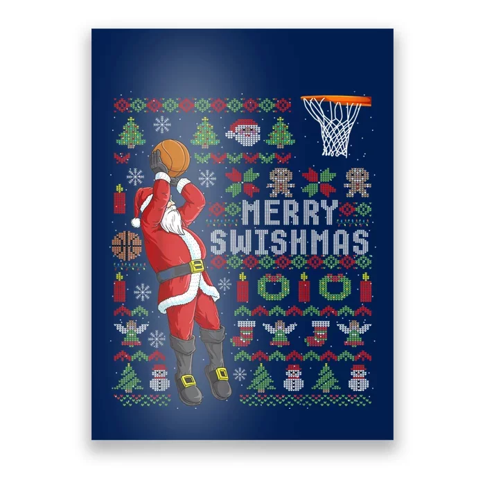 Merry Swishmas Ugly Christmas Basketball Christmas Poster