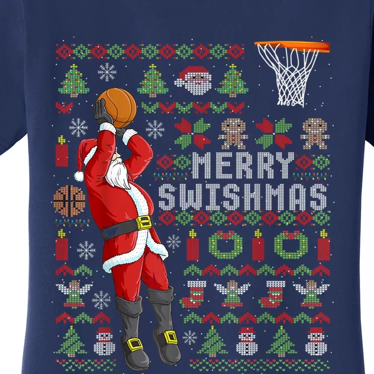 Merry Swishmas Ugly Christmas Basketball Christmas Women's T-Shirt