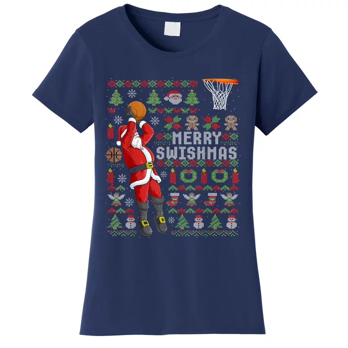 Merry Swishmas Ugly Christmas Basketball Christmas Women's T-Shirt