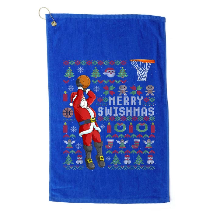 Merry Swishmas Ugly Christmas Basketball Christmas Platinum Collection Golf Towel