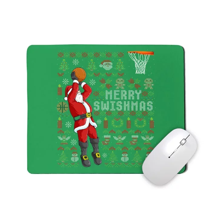 Merry Swishmas Ugly Christmas Basketball Christmas Mousepad