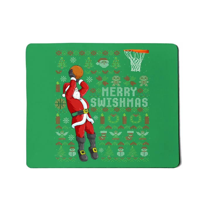 Merry Swishmas Ugly Christmas Basketball Christmas Mousepad