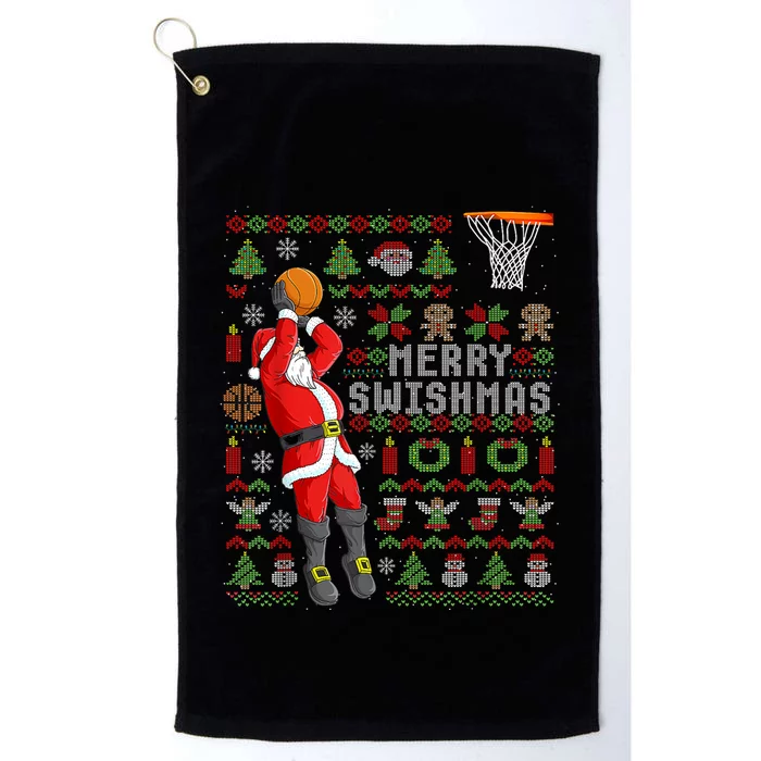 Merry Swishmas Ugly Christmas Basketball Christmas Platinum Collection Golf Towel