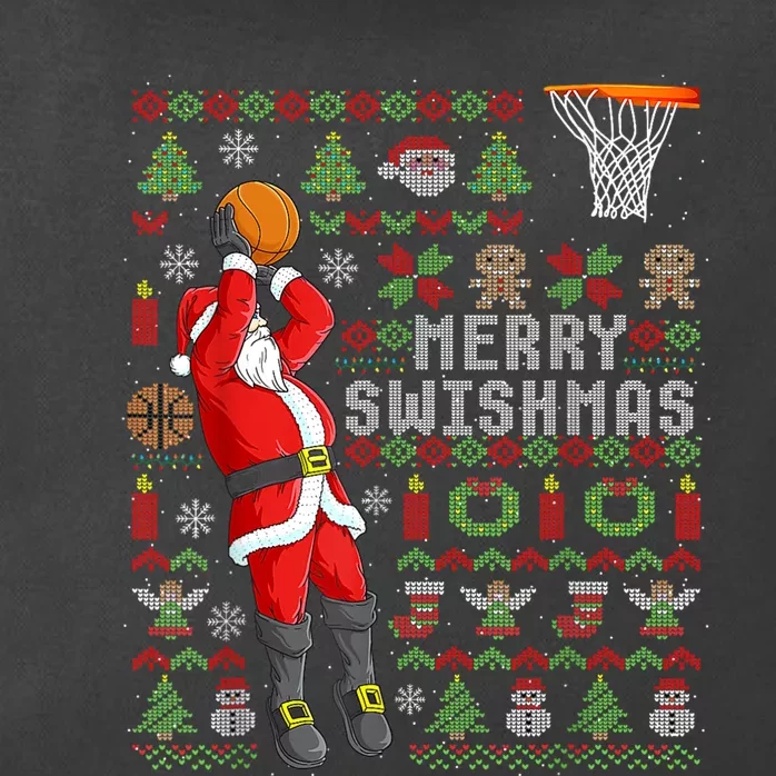 Merry Swishmas Ugly Christmas Basketball Christmas Zip Tote Bag